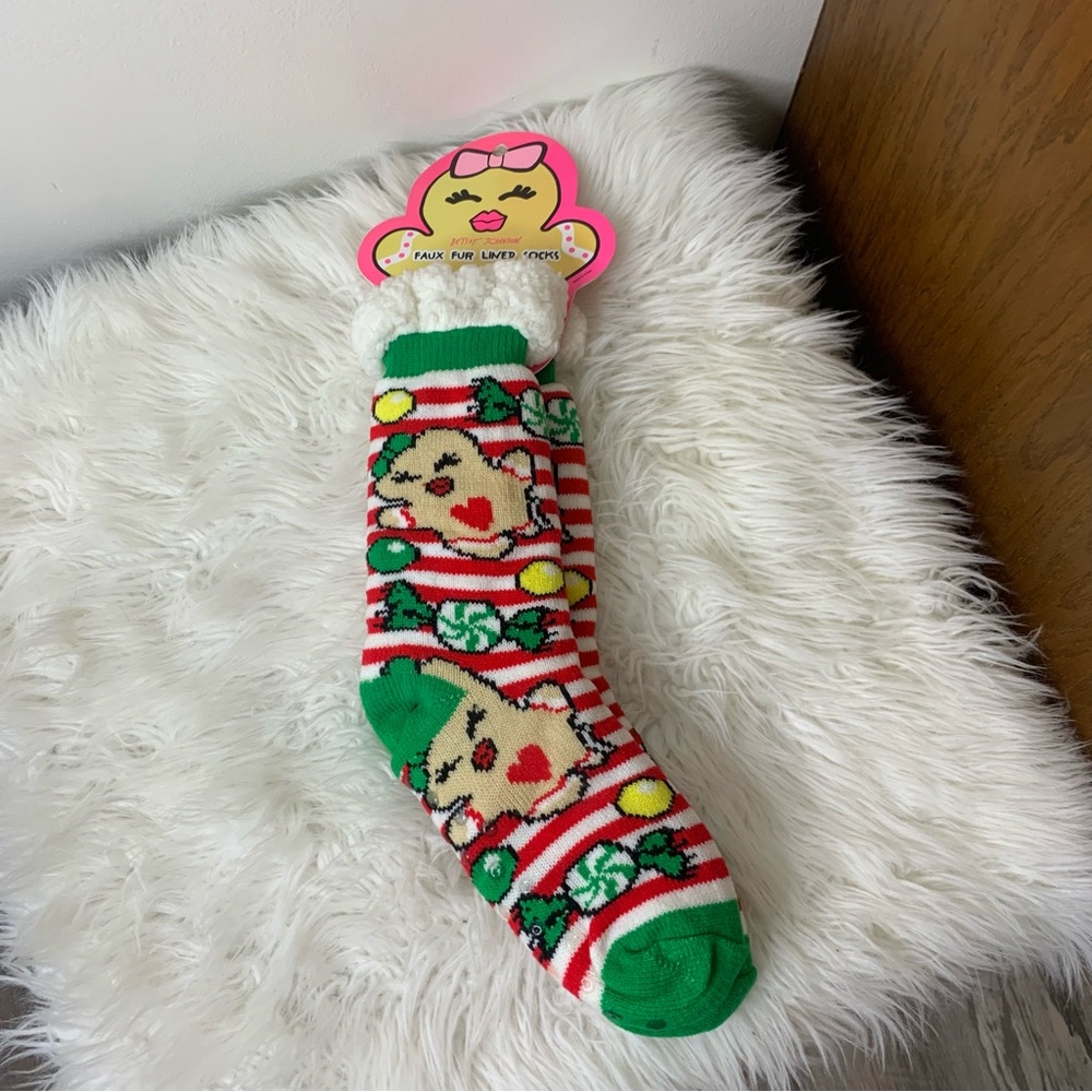 Betsey Johnson Fuzzy Christmas Socks